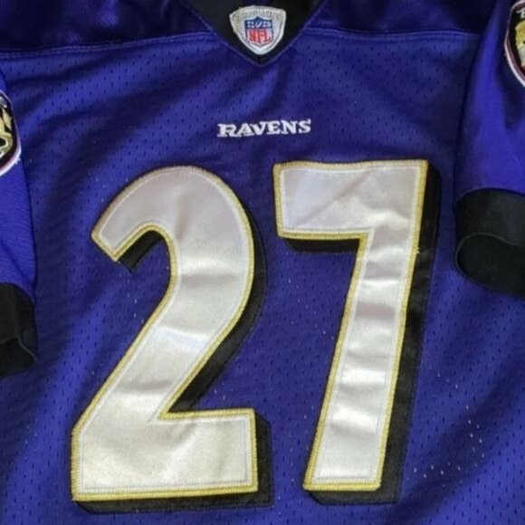 Baltimore Ravens #27 RAY RICE Reebok NFL Jersey Stitched YOUTH LARGE preowned - Picture 8 of 11